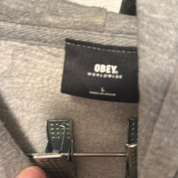 Obey Gray Hoodie with Purple Logo - Picture 3 of 5